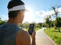 AI-generated image, in response to the request " A man is jogging along the park's greenway while holding his phone. His smartphone is running a sports app, tracking personal data such as his heart rate, blood pressure, and pulse during his run." ( Generator: Doubao, December 30, 2025； Requestor: Rengui Guo). Source: Created with Doubao, an AI system by ByteDance; Copyright: N/A ( AI-generated image); URL: https://mhealth.jmir.org/2026/1/e73651/; License: Public Domain (CC0).